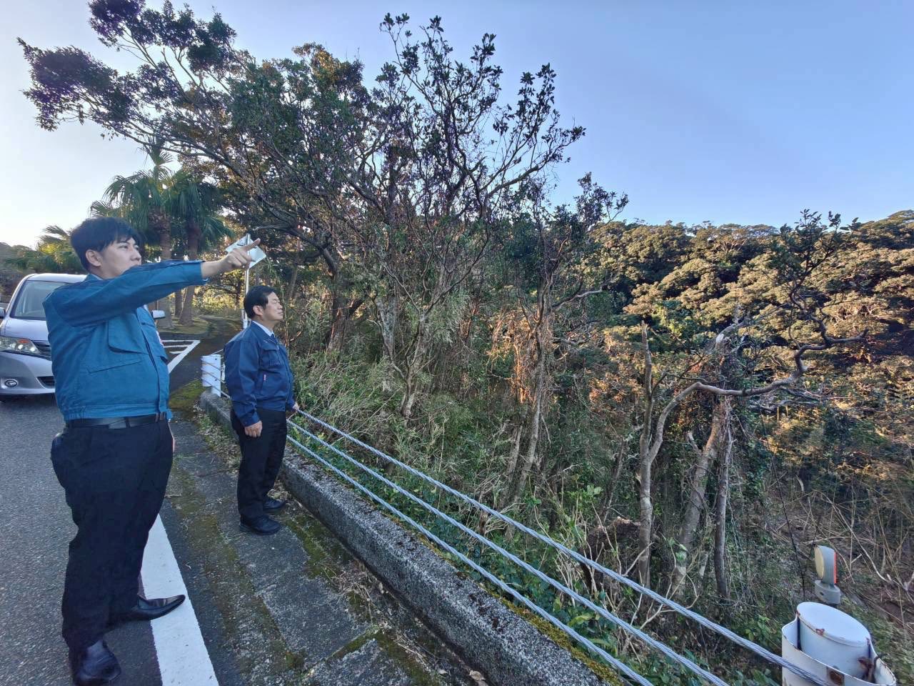 八丈島での台風災害からの停電復旧作業を激励