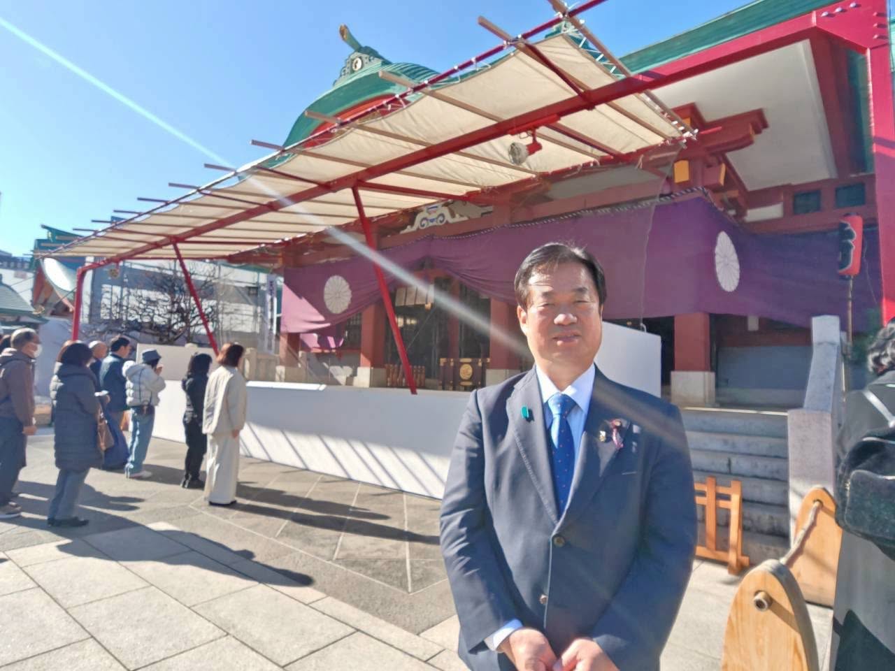 日枝神社で安全祈願、海員組合の旗開き新年会